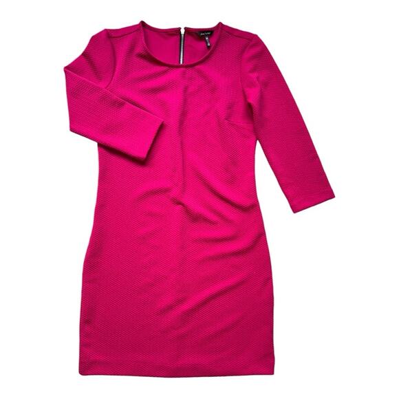 Daisy Fuentes Fuschia Textured Three Quarter Sleeve Sheath Dress - Picture 2 of 6